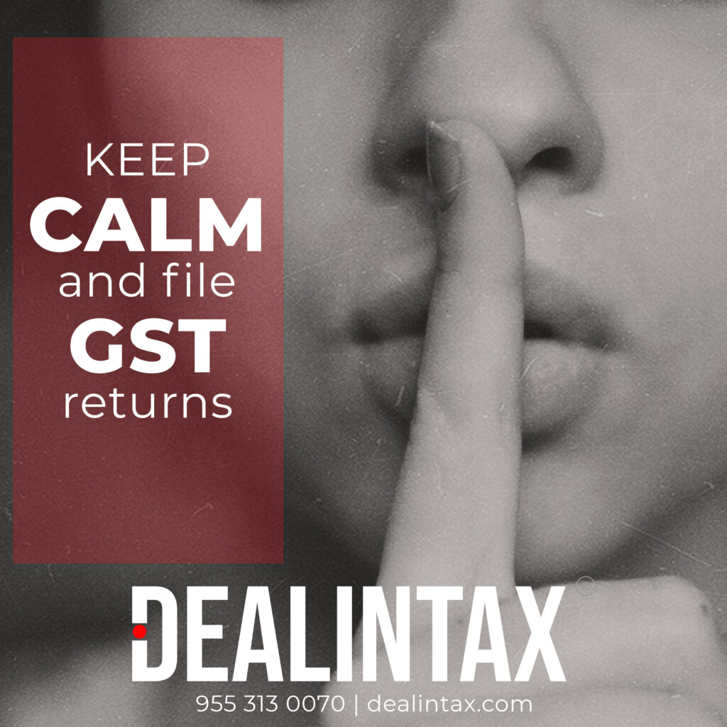 finger on lips saying keep calm and file GST returns