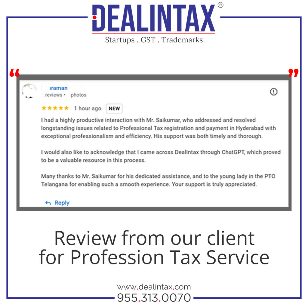 Happy Client Story: Successful Handling of Profession Tax Notice by Dealintax in Hyderabad
