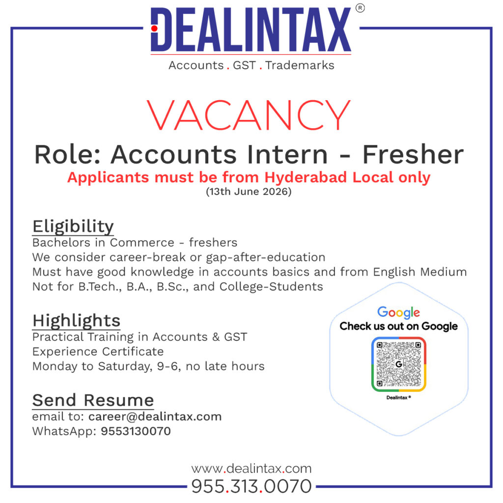 Job Vacancy at Dealintax, Hyderabad, InternshipJobs, InternJobs, Internship, HyderabadJobs, AccoutantJobs